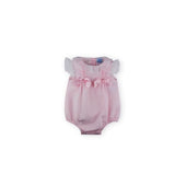 Sardon Baby Girl Pale Pink Romper with Lace Detail
